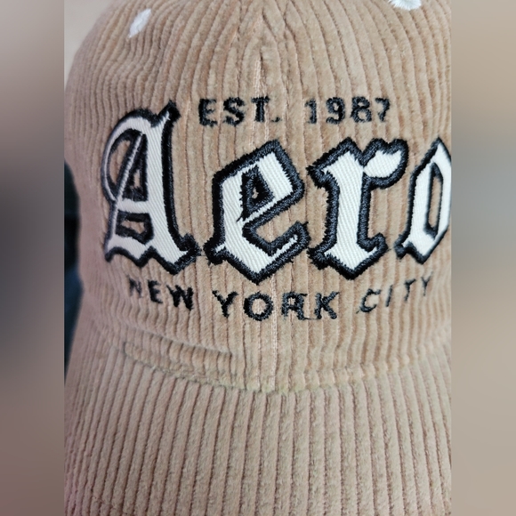 Aero women one size corduroy logo hat tan color - Picture 2 of 8